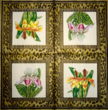 033 Orchideen - 3-lagig -1/2 (braun) - Ihr